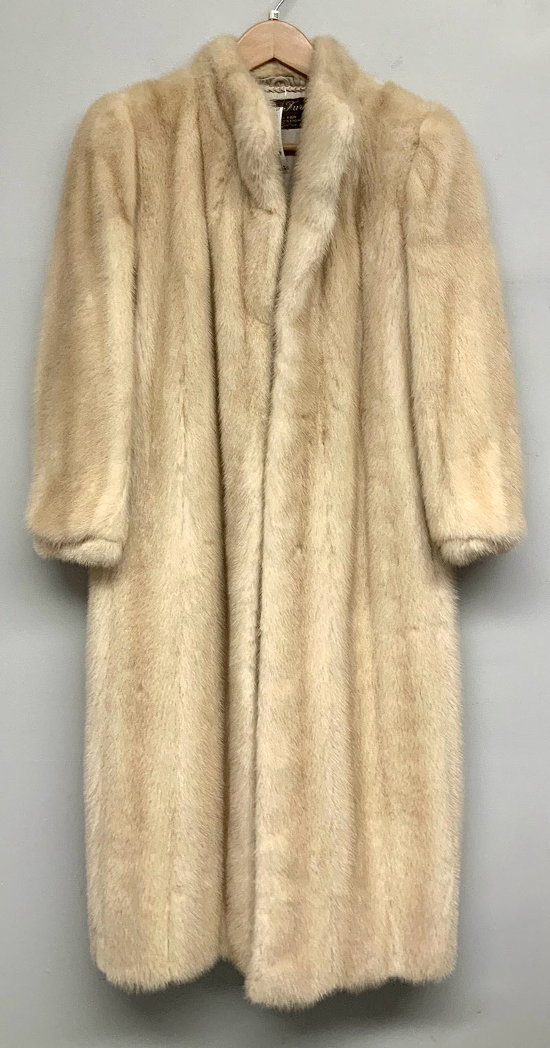 HENIG FURS Vintage Blonde Mink Wing Collar F/L Coat