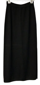ST JOHN Basics Black Knit High Slit Maxi Skirt