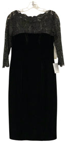 ELIZA J Black Velvet Lace Top Elbow Slv Dress