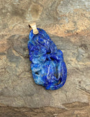 14kt Gold & Carved Lapis Floral & Fruit Motif Pendant