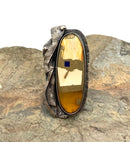 Sterling Amber & Lapis Oxidized Ring