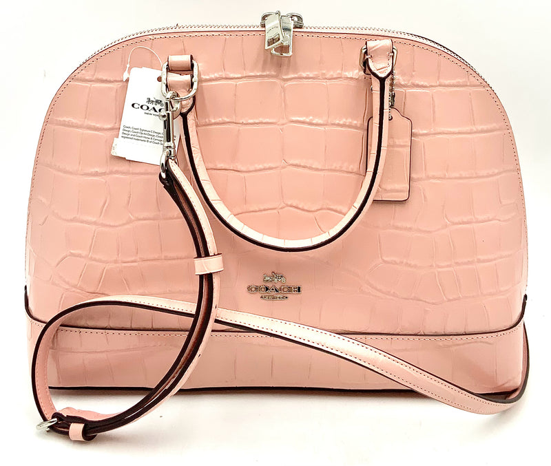 COACH Petal Pink Croc Embossed Leather Dome Sierra Satchel
