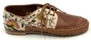 LAIDBACKLONDON Tan Tooled Leather Floral Embroidered Canvas Oxford Shoes 9