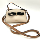 FURLA Cream Tan Black Colorblock Leather Mini Top Handle Crossbody Bag