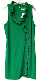 TRINA TURK Green Ruffle Trim S/L Dress