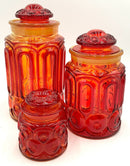Set/3 Vintage LE Smith Moon & Stars Amberina Canisters