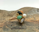 14kt Gold, Jade & Cultured Saltwater Pearl Ring
