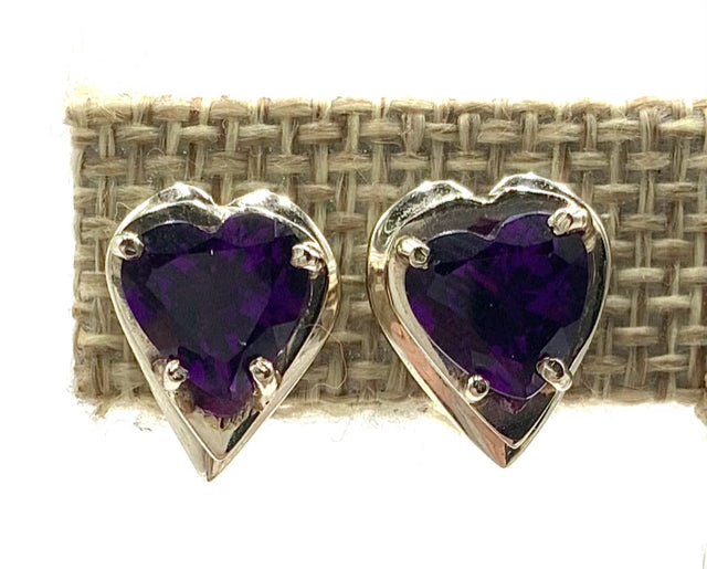 14kt Gold & Heart-Shaped Amethyst Clip-On Earrings