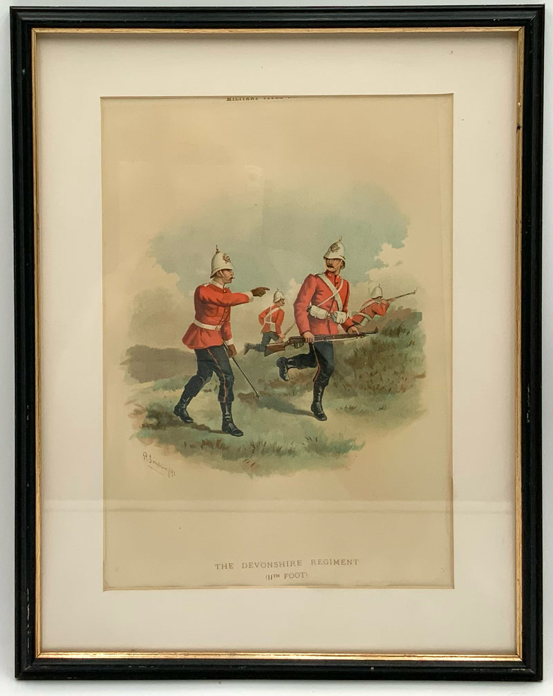 Antique Britsh Military Print in Black Frame