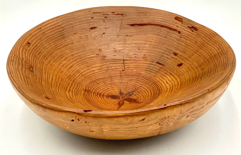 Vintage Hand Carved Apple Wood Bowl