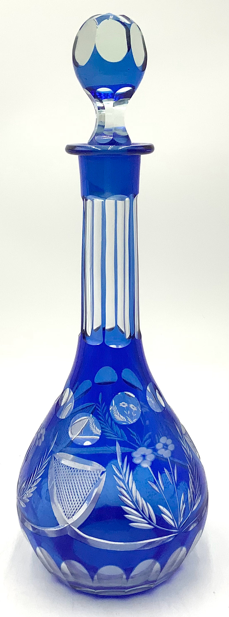Vintage Coblat Cut To Clear Crystal Decanter