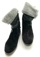 JOHNSTON & MURPHY Black Suede Grey Faux Fur Paula Convertible Boots 10M