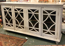 Glass Front Sideboard with Distressed Painted Finish