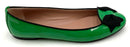 RED VALENTINO Green Patent Leather Black Bow Flats 37.5