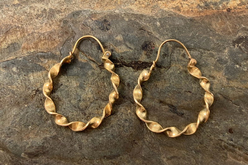 14kt Twisted Gold Hoop Earrings