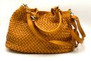 VERA PELLE Italian Marigold Woven Leather Satchel