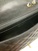 CHANEL Black Quilted Caviar Leather Classic CC Turnlock Flap Bag