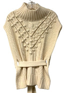 MARIE OLIVER Cream "Cosette" Pop-Over Belted Sweater Vest