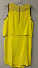 REED KRAKOFF Yellow/Black Trim Draped S/L Silk Dress