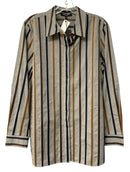 LAFAYETTE 148 Grey/Black/Brown Stripe L/S B/D Top