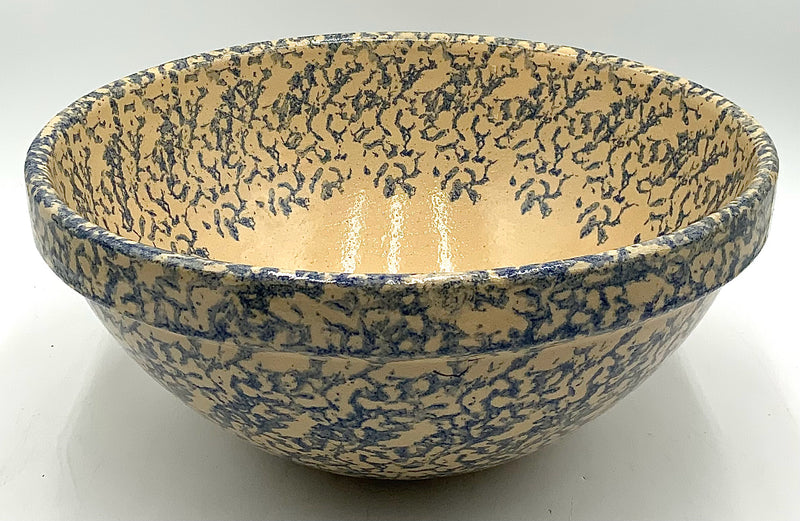 Oversized Roseville Ohio Spongeware Stoneware Bowl