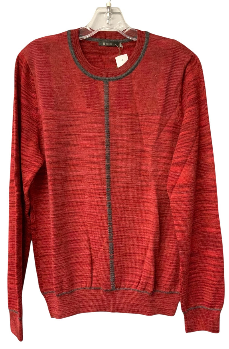 SOL Red Grey Stripe Baby Alpaca/Wool Classic Jersey Pullover Sweater