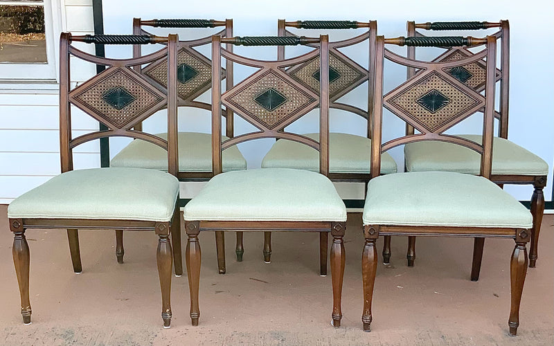 Set/6 Double Cane Back Dining Chairs