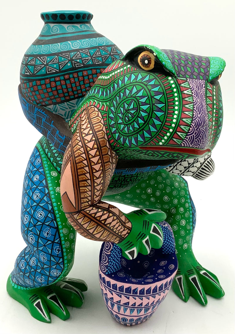 Mexican Alebrijas Carved Wood Frog