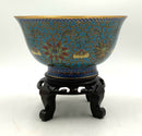 Large Turquoise Cloisonne Bowl on Stand