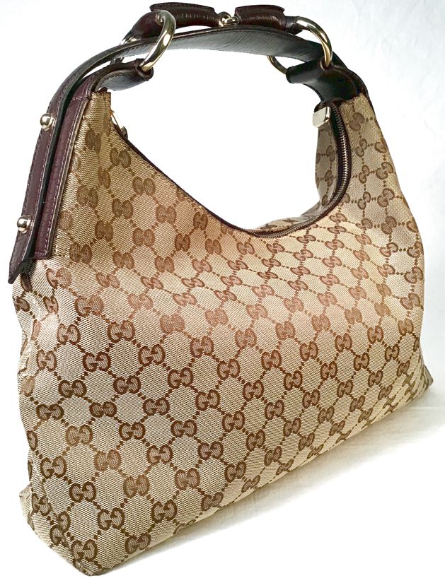 Gucci brown leather hobo shops bag