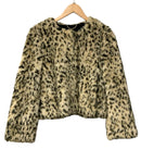 J CREW Tan Black Leopard Faux Fur Boxy Jacket