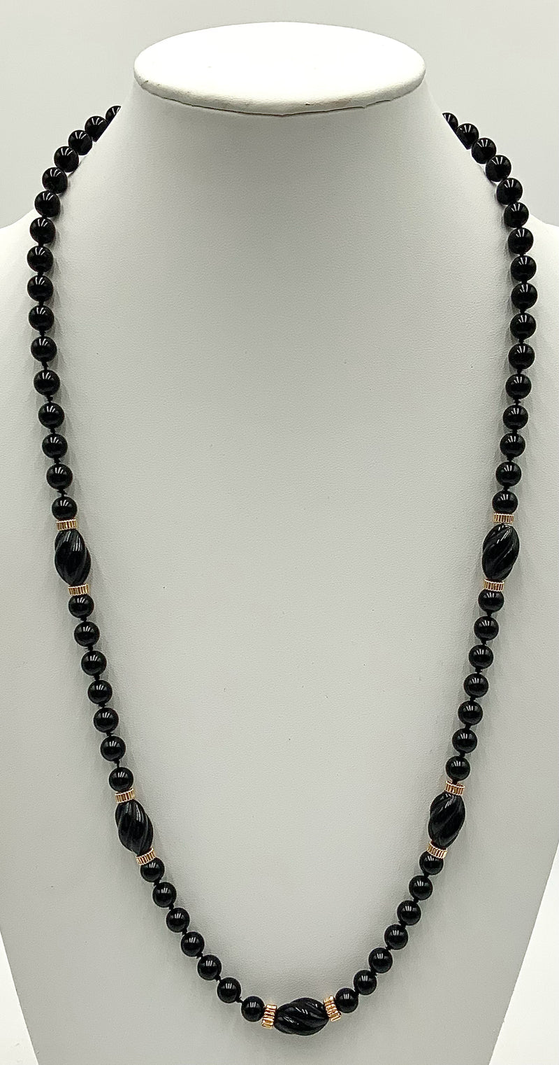 14kt Gold & Onyx Beaded Necklace