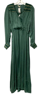 LOUISE MISHA Green w/Multi Embroid V-Neck L/S Maxi Dress