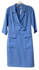 ESQUALO Blue Faux Wrap Top 3/4 Sleeve Dress