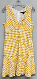 HUTCH Yellow/White " Flutter It Up Buttercup" Tiered V-Neck S/L Dress