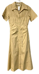 NICHOLAS Khaki Button Down Corset "Tenley" Midi Shirt Dress