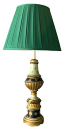 Vintage Florentine Lamp With Green Pleated Shade