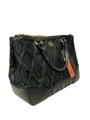 TORY BURCH Black Saffiano Patent Leather Robinson Double Zip Tote Bag