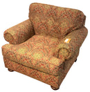 Henredon Oversized Club Chair and Ottoman with Maroon Tapestry Upholstery