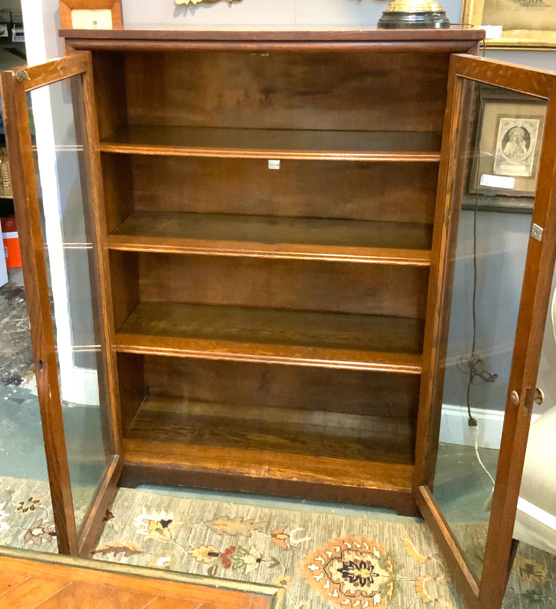 Vintage Bookcase with 4 Shelves and Glass Doors