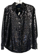 J CREW Collec. Navy Sequin L/S B/D Top