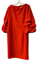 ALBERTO MAKALI Poppy Red Crepe Ruched Sleeve Dress