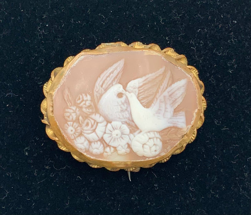 Goldtone Metal & Carved Shell Cameo