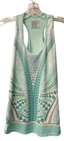 LUCKY IN LOVE Aqua/White Geo Print S/L Top & Tiered Athletic Skirt 2 PC