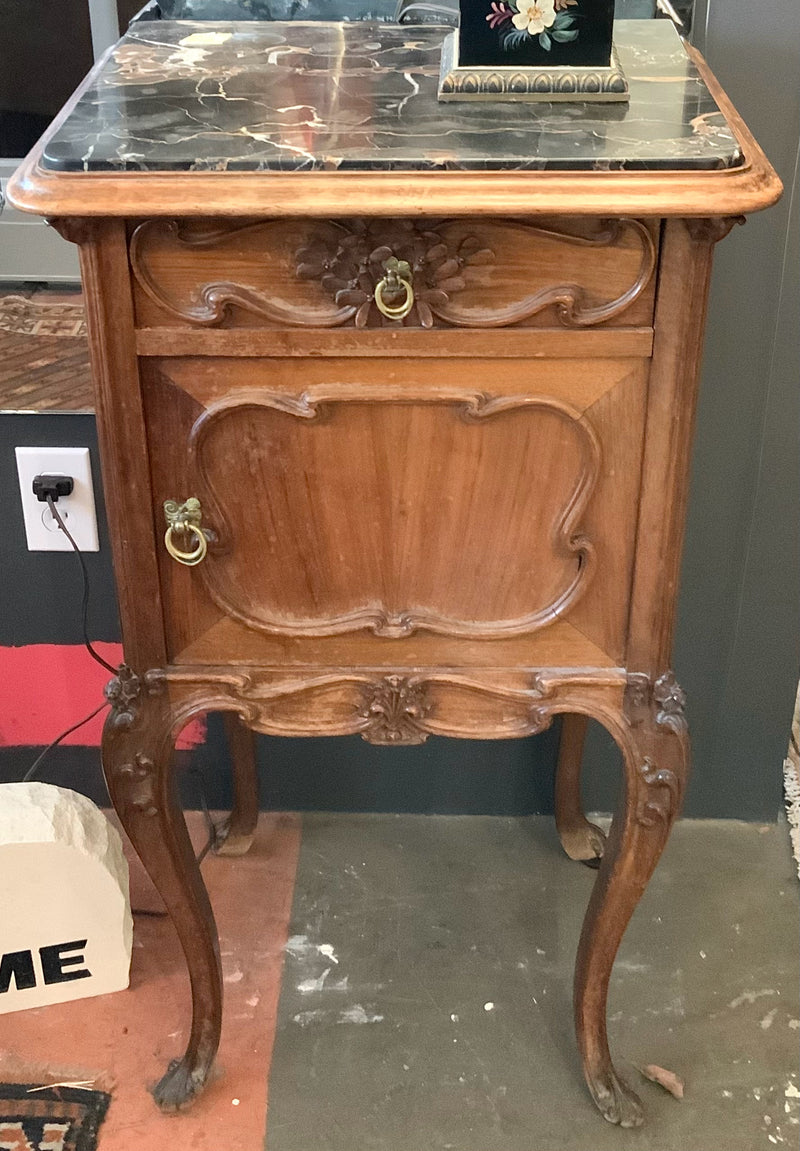 Vintage Carved Occasional Table with Marble Top