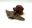 Antique Bronze Hunting Dog Inkwell With Duck