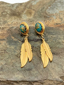 Southwest Style 10kt Gold, Gold Plated Metal & Turquoise Earrings