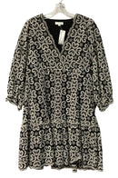 JADE Johnny Was Black Cream Embroidered Scallop Trim Dress
