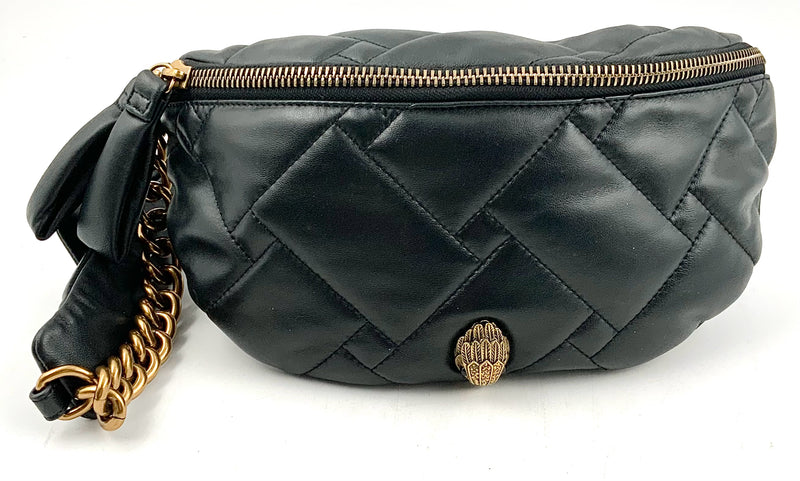 KURT GEIGER Black Quilted Leather Waist Bag