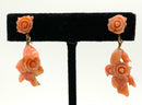 14kt Gold, 10kt Gold & Hand Carved Coral Screw Back Earrings